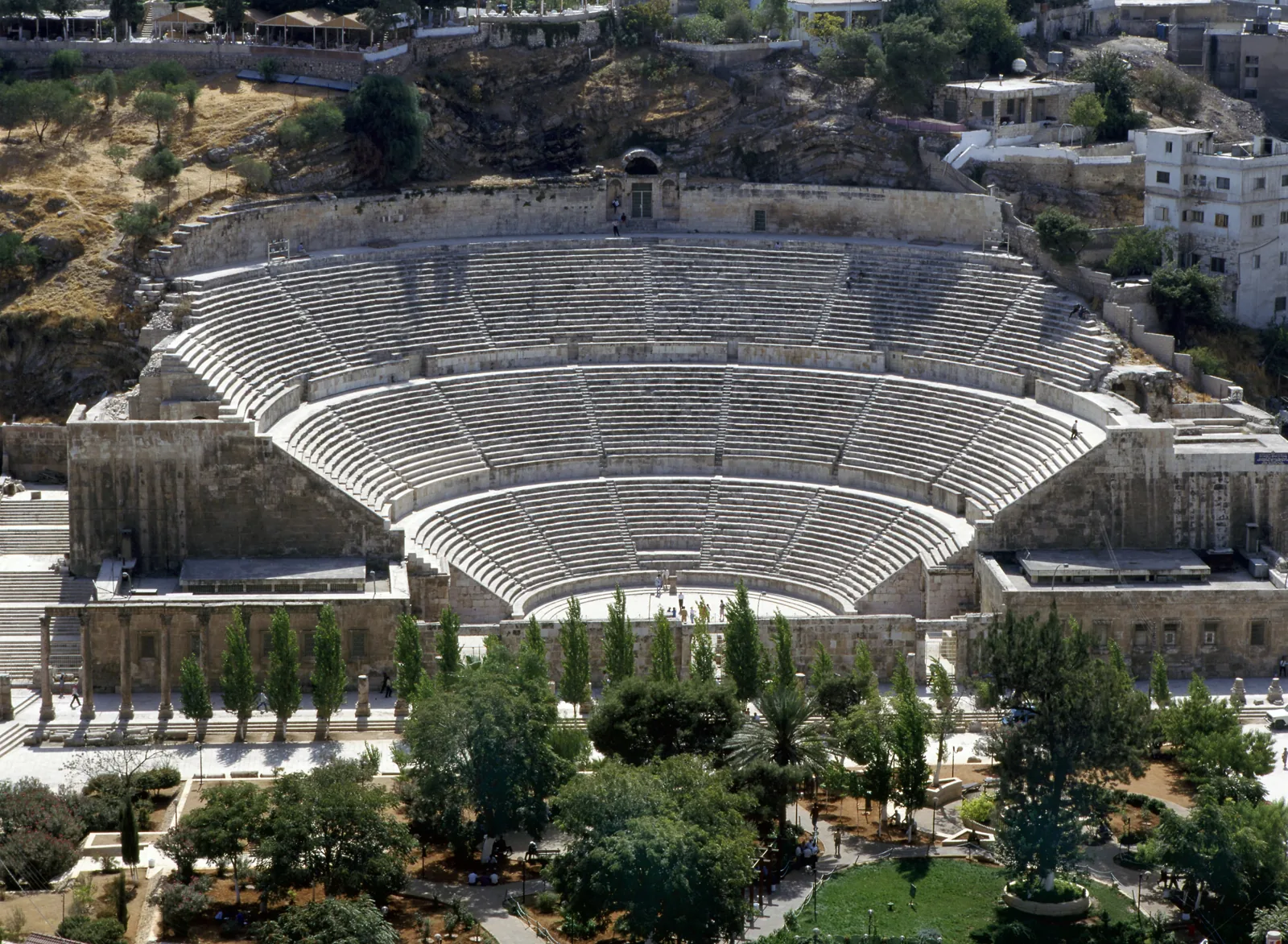 Amman — A curve of Roman stone Curved stone seating of the Roman Theatre in central Amman